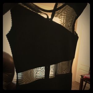 Black dress with sheer fabric in the middle